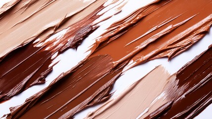 Smears of brown lipstick forming a pattern on white background