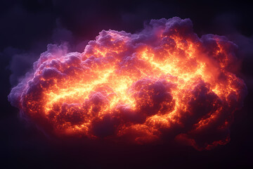 A vibrant digital cloud illuminated with neon lightning bolts, creating a mesmerizing and futuristic visual concept