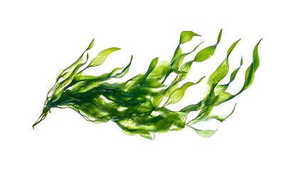 Green algae, seaweed or spirulina on the white background. 