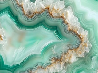 Polished Agate Geode with Green and White Bands