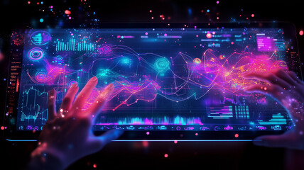 Fototapeta premium Interactive Data Visualization on a Futuristic Display