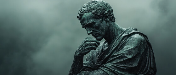 A Solemn statue representing leadership and reflection, evoking feelings of patriotism and remembrance