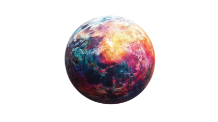 Colorful planet on transparent background 