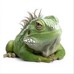 Obraz premium A Serene Green Iguana: Close-Up Portrait of a Calm Reptile with Detailed Scales and Textured Skin