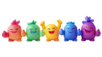 Colorful happy emoji emoticon , showing thumb up, like gesture on transparent background
