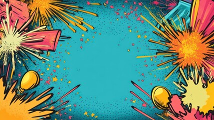 Vibrant comic book style celebration party invitation design