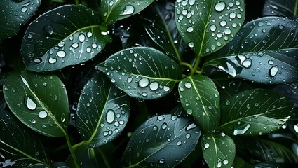 Fototapeta premium water drops on a leaf