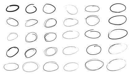 Collection of doodle circles. Hand drawn circle outline vector design elements. Suitable for creative projects, presentations and illustrations