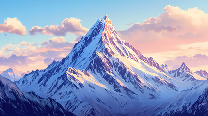 Majestic mountain peak. nature's pristine beauty concept. Sapphire Peak. Illustration