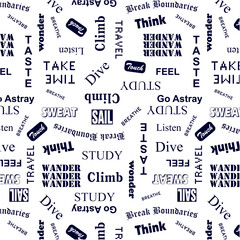 Sporty and travel words pattern
