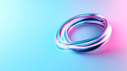 Naklejka premium Text with holographic details, wrapped in organic flowing forms, futuristic feel, 3D illustration