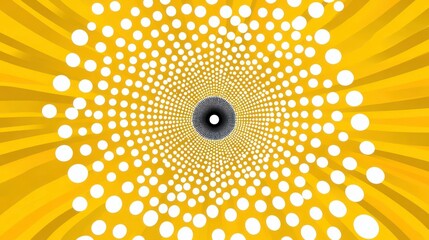 A Bold and Dynamic Comic Book Style Background with a Central Circular Pattern of White Dots on a Vibrant Yellow Radiating Design