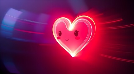 A vibrant, glowing image of a lovely, cute heart in motion, bioluminescent colors, blurred lines, action poses, natural light effects 