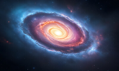 Fototapeta premium A vibrant spiral galaxy with orange and purple hues, suitable for space-themed designs, astronomy publications, or science-related projects