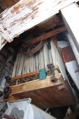 Old mill on the river in winter in southern, Minnesota. 