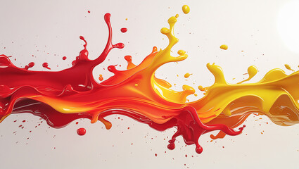 Abstract dynamic splash of red and yellow paint.  Concept of creativity, energy, and vibrant design.