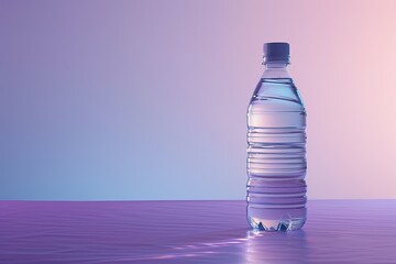 Ultra Hd Picture of a Bottle of Water Sits on a Table with a Purple Background