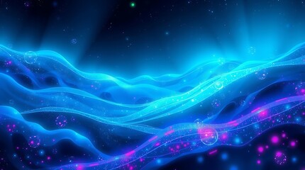 Abstract Glow Waves in Vibrant Blue and Pink