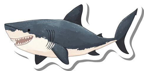 A Great White Shark Sticker Illustration