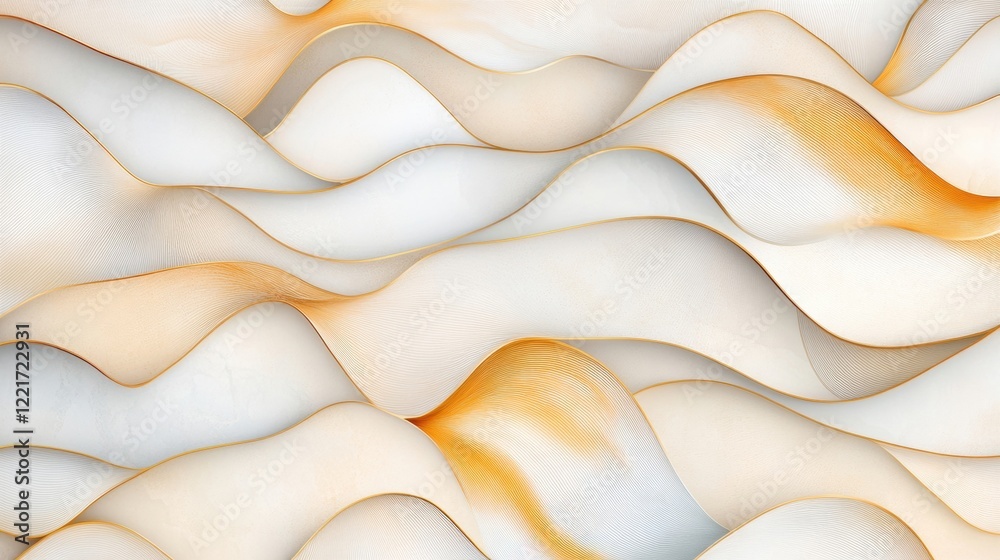 Wall mural this artwork features a sophisticated blend of gold and white waves, creating a dynamic flow and con