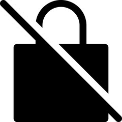 No lock, insecure glyph icon, flat style vector illustration