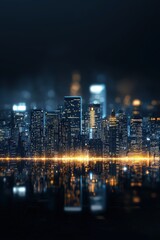 Abstract Glowing City Skyline Seen from a Balcony View