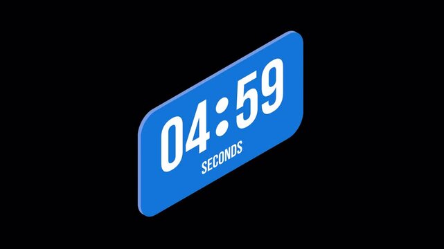 Isometric 10 seconds timer countdown. ten seconds to zero. 4k video