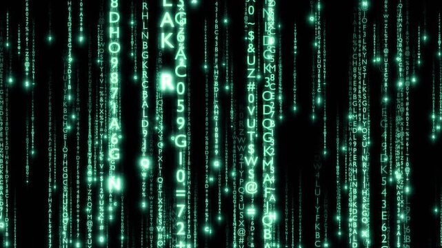 Matrix Code Digital Rain of Falling Characters