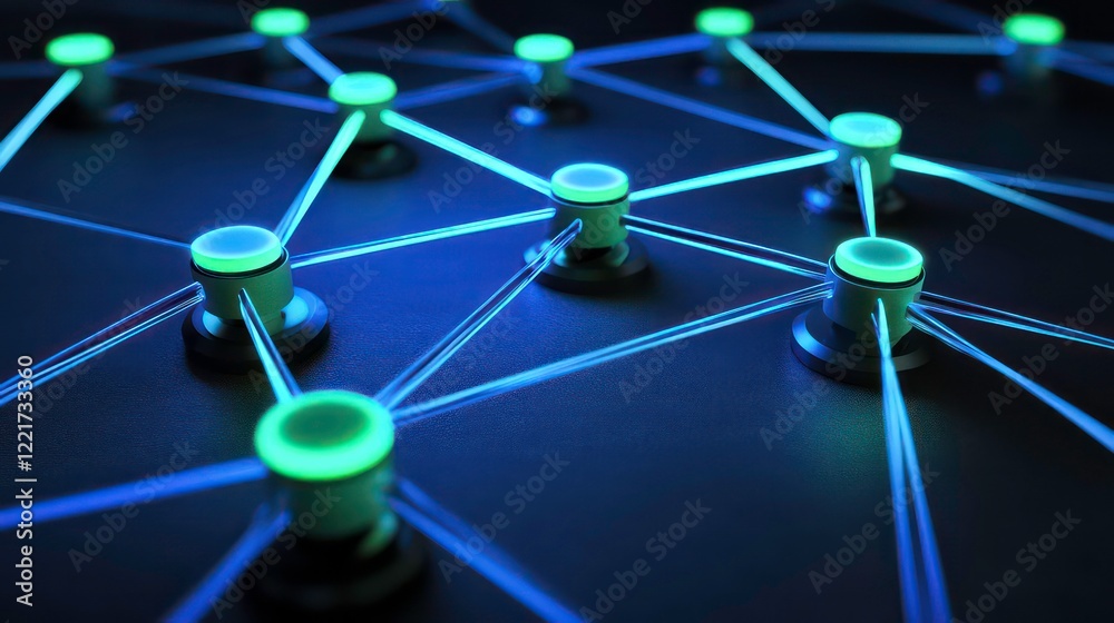 Canvas Prints abstract network connection, glowing nodes and lines, digital technology concept.