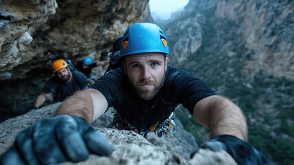 Mountain exploration: rocky ascent, vertical challenge, alpine climbing, extreme adventure, outdoor trekking, high-altitude scaling, rugged terrain, breathtaking peaks, natural exploration.