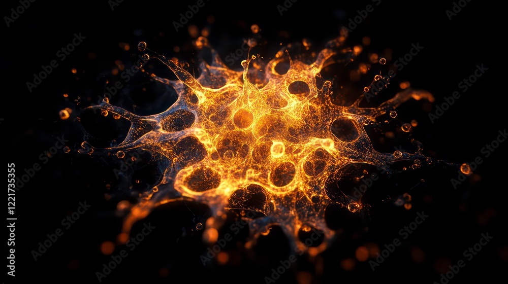 Canvas Prints a glowing abstract representation of a cellular organism in dark background