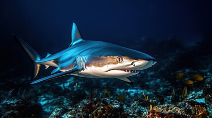 Fototapeta premium A shark is swimming in the ocean
