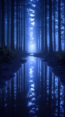 Obraz premium Mysterious Blue Forest Pathway Reflection