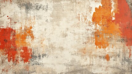 Fototapeta premium Abstract Textured Wall Painting Orange Red Grey Beige