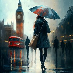 woman with umbrella, Background Concept, artwork and digital art, Illustration, wallpaper, painting Abstract luxury, Mockup, generative AI 