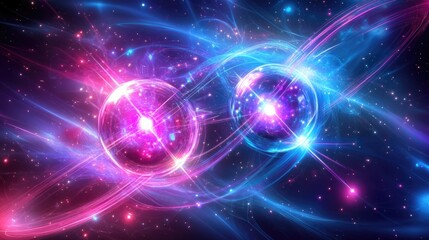 Obraz premium Futuristic stunning particle energy dynamics with neon light