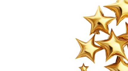Gold star balloon on transparent background
