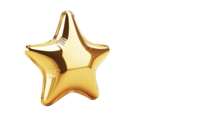 Gold star balloon on transparent background