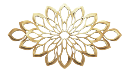 Gold floral ornament on transparent background
