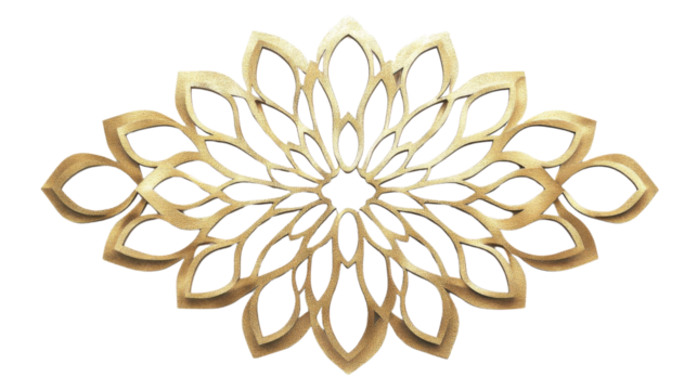 Gold floral ornament on transparent background