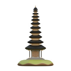 Bali Temple Front View 3D Design Element