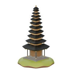 Bali Temple Isometric View 3D Design Element