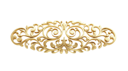 Gold floral ornament on transparent background
