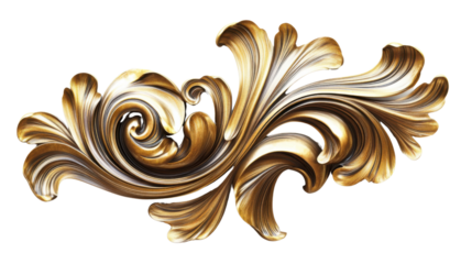 Gold floral ornament on transparent background