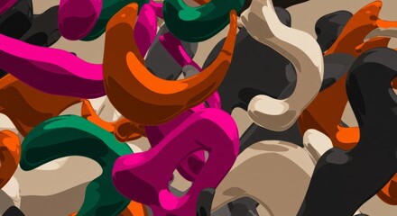Vibrant Abstract Sculpture: A dynamic and colorful composition of 3D curved shapes, creating an engaging visual experience.