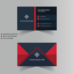 Red business card clean design vector template