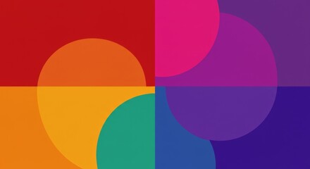 Obraz premium Geometric Harmony: A visually striking abstract composition featuring overlapping colorful circles, creating a modern and dynamic design with a playful and artistic feel.