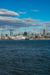 Obraz premium New York City skyline, cityscape of Manhattan in USA. New York City NYC Manhattan Downtown Skyline, viewed from Jersey City, New Jersey, USA.