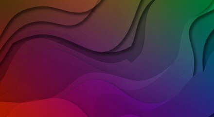 Obraz premium Abstract Wave of Color: A vibrant and dynamic abstract composition, showcasing a layered wave pattern across a spectrum of rich, saturated hues. This image suggests movement and depth.