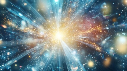 Obraz premium Abstract cosmic burst with radiant light and streaming particles in deep space